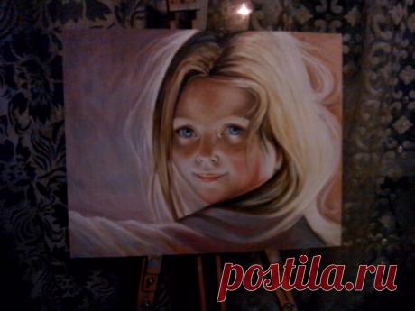 Картина  &quot;Портрет Девочки&quot; в реальности намного красивее ! Продается .Холст ,масло.