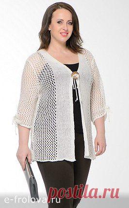 Кардиган с сетчатым узором (50-52 размер) | Вязальный бизнес