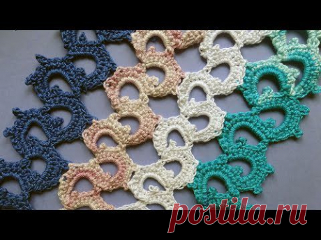 Диагональное ленточное кружево крючком Узор 33 - YouTube