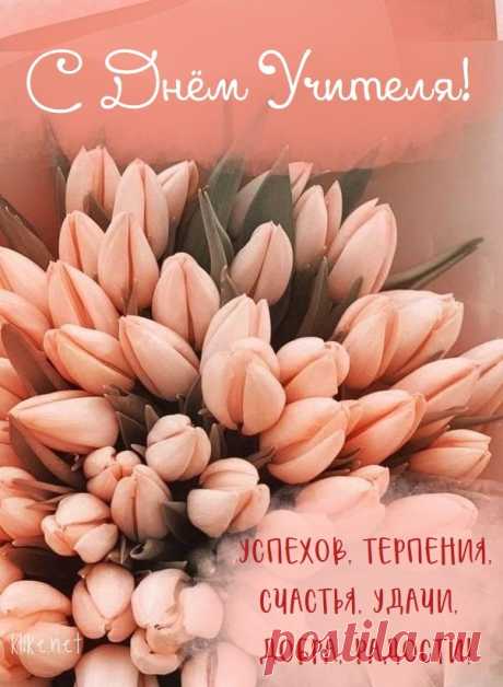 С Днем учителя вас поздравляем!
Нервов крепких, здоровья желаем!
Пусть Вас слушают все с восхищением,
Чтоб работа была наслаждением! Открытки на День учителя.