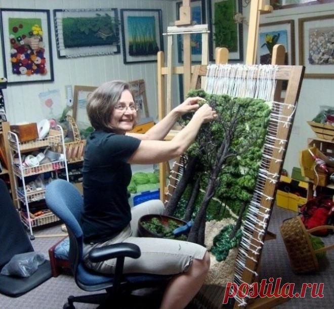 ​Объемные панно из ниток на основе ткачества