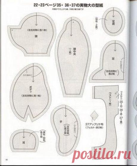 Текстильный мишка. Выкройка.