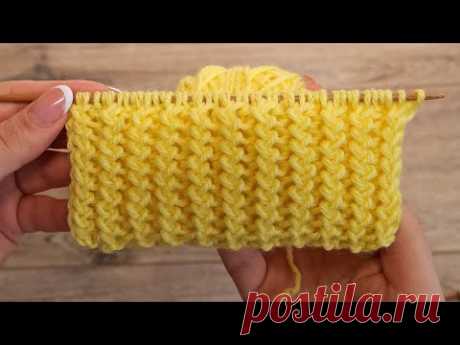 Новый двухсторонний узор спицами для шарфика | Double-sided knitting pattern for scarf