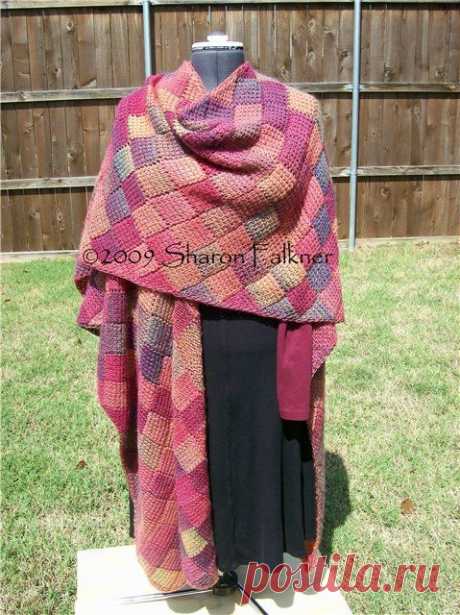 Энтерлак обычным крючком в технике тунисского вязания