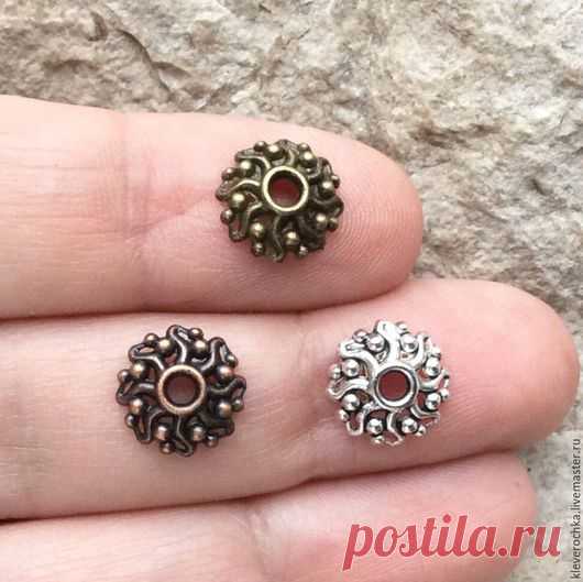Купить _Шапочки 10 мм цвет медь для бусин см.описание и фото - металлическая фурнитура