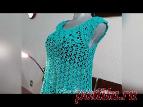 Blusa color agua Crochet
