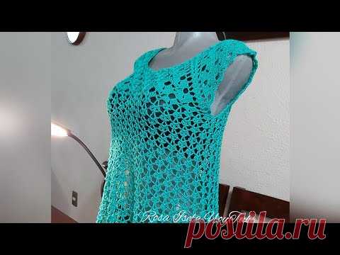 Blusa color agua Crochet