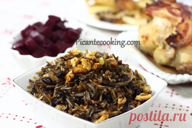 Дикий рис з горіхами та родзинками | Picantecooking