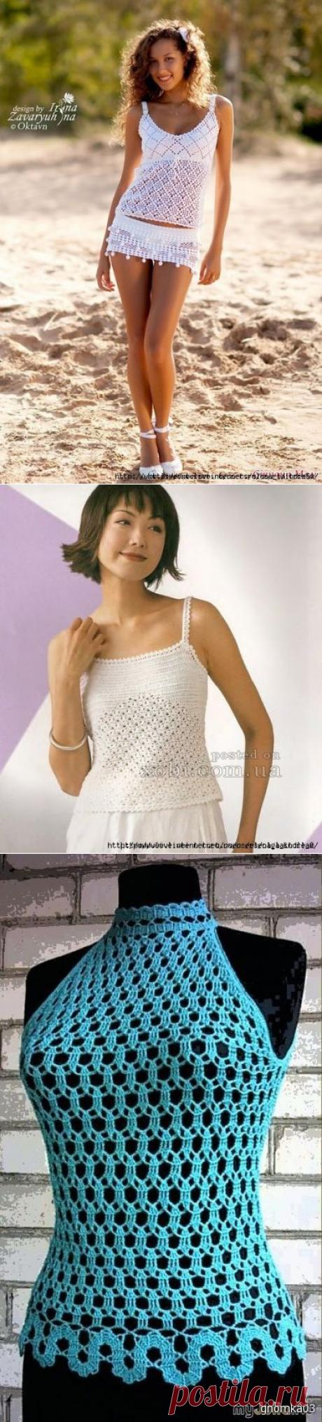 Сборник летних топов крючком !!!!.