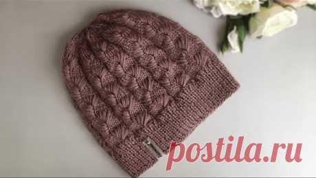 ВЯЗАНАЯ ЖЕНСКАЯ ШАПКА "ЦВЕТОЧНЫЕ МОТИВЫ". KNITTEDHAT .