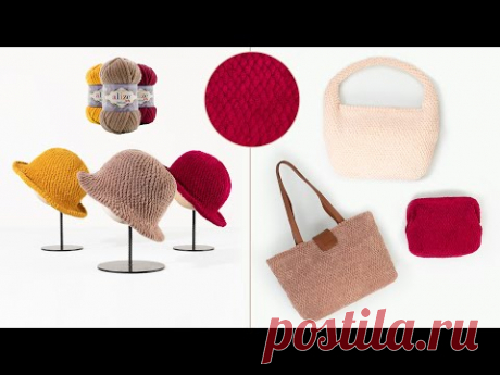 Alize Velluto ile Şapka ve Çanta Yapımı  | Crochet Hat and Bag Tutorial | Вязание Шапки и Сумки