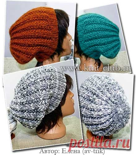 Простая вязаная шапка спицами