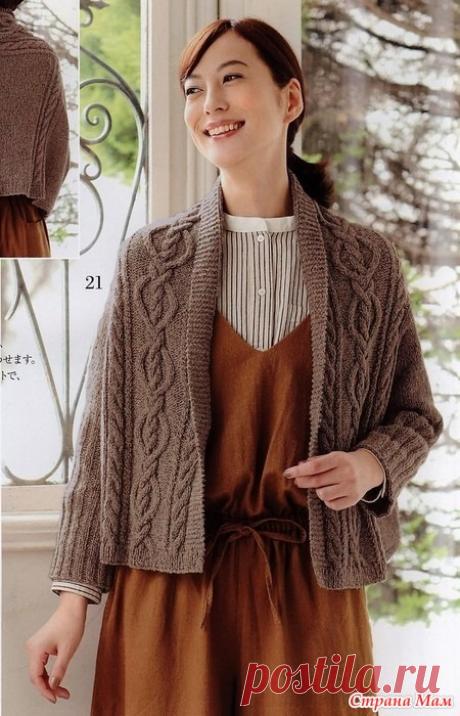 Стильный короткий жакет с широкими планками и красивыми рельеными узорами. Спицы. - ВЯЗАНАЯ МОДА+ ДЛЯ НЕМОДЕЛЬНЫХ ДАМ - пїЅпїЅпїЅпїЅпїЅпїЅ пїЅпїЅпїЅ