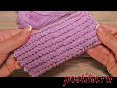Узор «Горизонтальные колоски» спицами | Horizontal spikelets knitting pattern