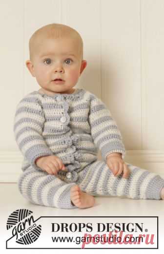 Baby Blues / DROPS Baby 25-34 - Free crochet patterns by DROPS Design Crochet baby overall with raglan and stripes in DROPS Karisma. Size 0 - 4 years.