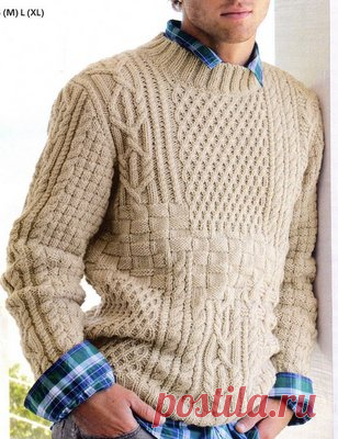 БЕЖЕВЫЙ МУЖСКОЙ ПУЛОВЕР.