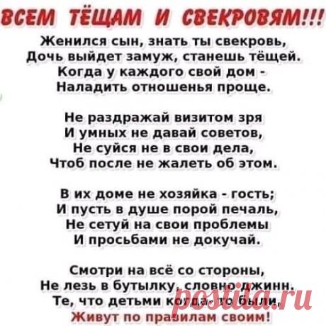 Разумеется,  эти умные советы не надо понимать буквально... Конечно, и в гости надо приходить, и давать мудрые советы. Но во всем хороша золотая  середина! 
Не надо НАВЯЗЫВАТЬ Ваши советы и правила, по которым ВЫ строили свою жизнь. Это -- НОВАЯ семья, другие времена, цели, возможности, мечты...