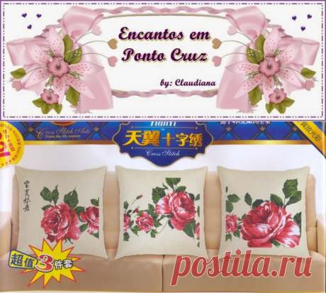 ENCANTOS EM PONTO CRUZ: Gráfico de Rosas para Almofada