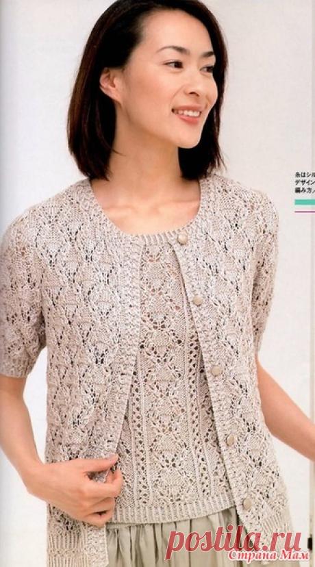 Двойка спицами. Топ и жакет с короткими рукавами. - ВЯЗАНАЯ МОДА+ ДЛЯ НЕМОДЕЛЬНЫХ ДАМ - Страна Мам