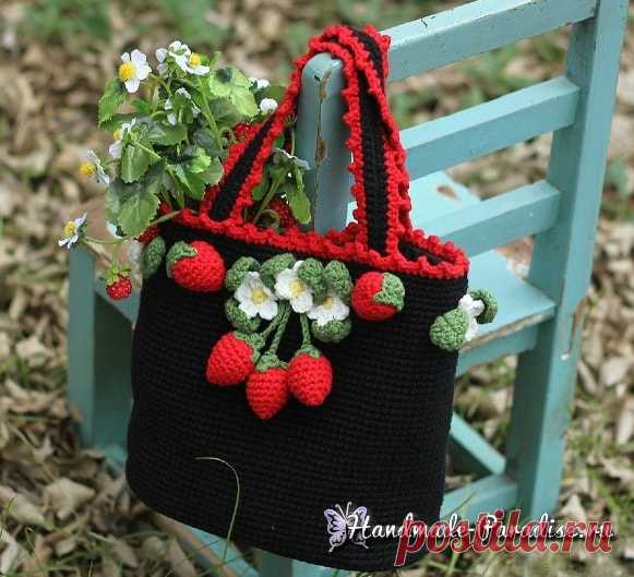 Сумочка и кошелек с клубничками крючком - Handmade-Paradise