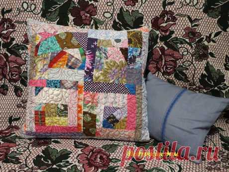 Утилизирую лоскутки, шью декоративную подушку в технике «крейзи». | Дедушкин дом | Яндекс Дзен