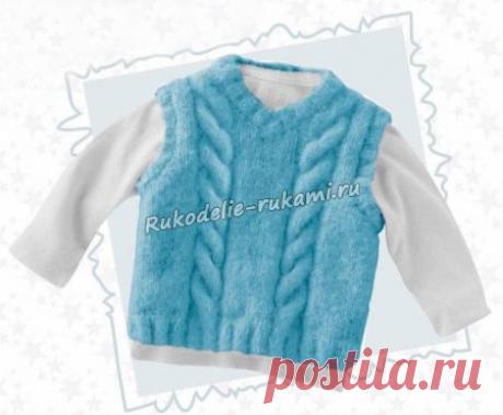 Детская безрукавка для мальчика спицами