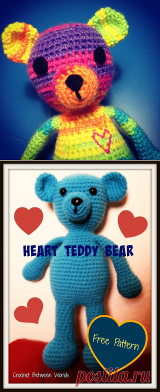 Крючком между мирами: бесплатный шаблон: сердце, Мишка