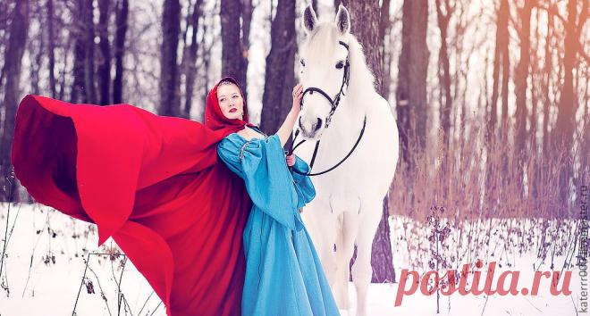 Красный шерстяной плащ - ярко-красный,плащ,плащ с капюшоном,эльфийский плащ