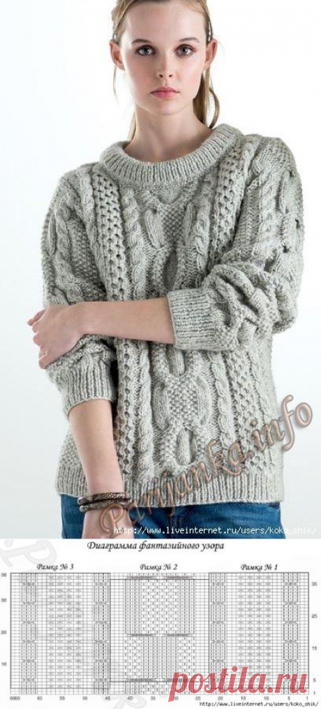 Пуловер спицами (ж) 16*125 Phildar №4807 с сайта "Парижанка"