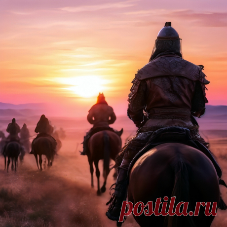 ВОИНЫ ИДУТ на ЗАПАД. Иллюстрация к книге СОКРОВИЩА НИБЕЛУНГОВ: СКАНДИНАВСКИЕ СКАЗАНИЯ И ИСТОРИЧЕСКАЯ РЕАЛЬНОСТЬ... (нейросеть Шедеврум).