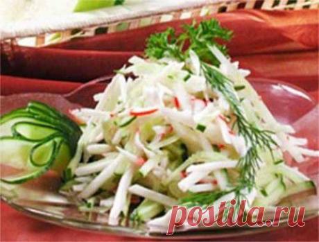 Салат из крабов с яблоками | Домашняя кулинария