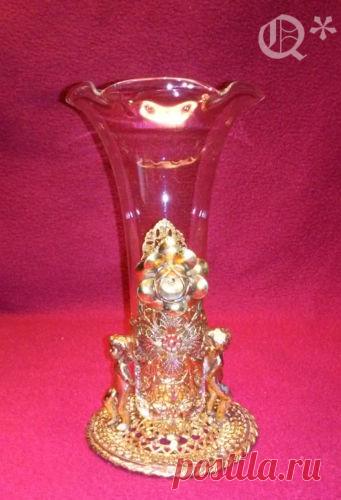 Vtg Ornate Brass Filigree Vase with Angels and Roses | eBay