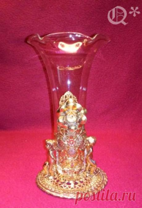 Vtg Ornate Brass Filigree Vase with Angels and Roses | eBay