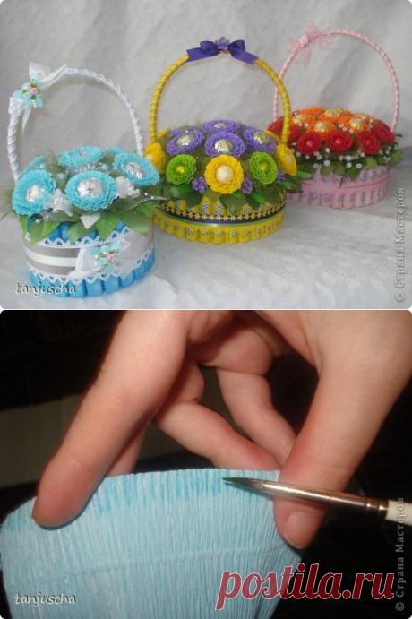 Сладкая корзинка с вкусными конфетками | Страна Мастеров