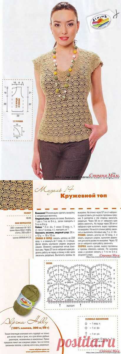 КРУЖЕВНОЙ ТОП: Дневник группы "Все в ажуре... (вязание крючком)" - Страна Мам