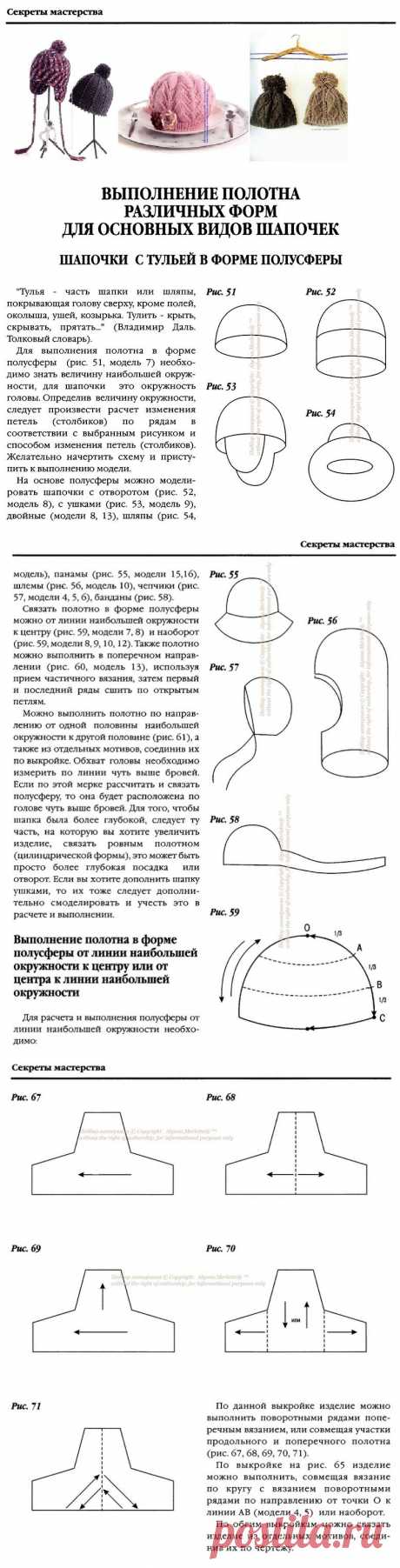 Конструирование полотна различных форм для основных видов шапок.