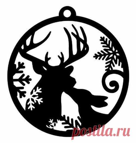 Вытынанки на окна Новогодний олень
