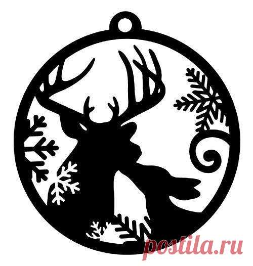 Вытынанки на окна Новогодний олень