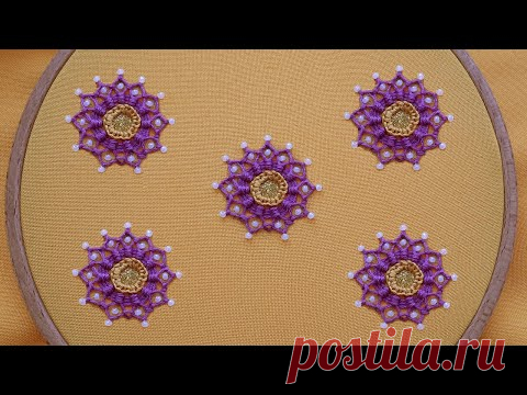 Hand Embroidery Beautiful butta design Spider web stitch
