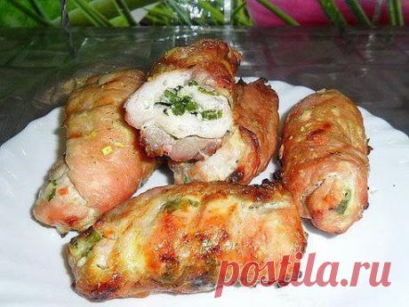 шеф-повар Одноклассники: Рулетики из свинины с зелёным луком и сыром