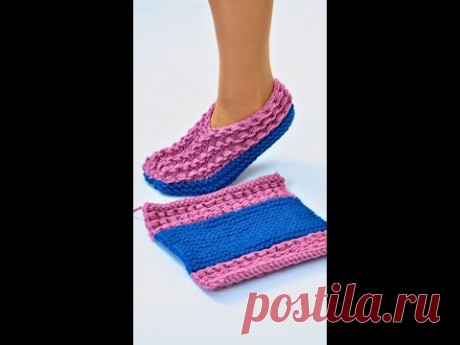 Очень простые в вязании тапочки для начинающих! Miarti🧶