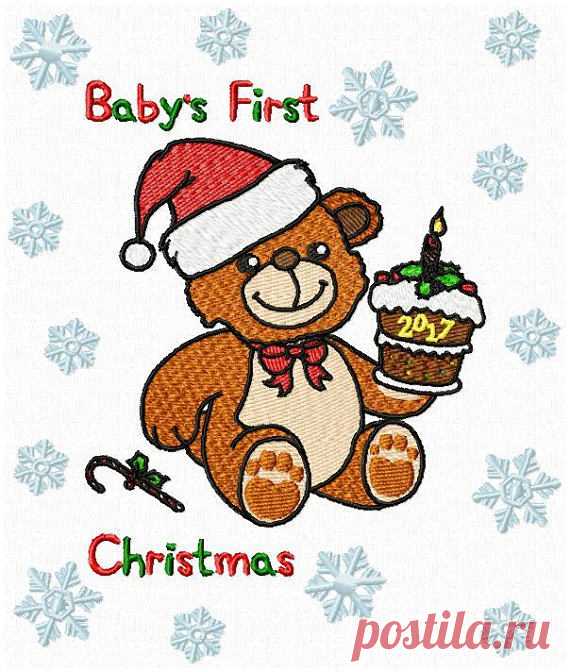 Baby's First Christmas Machine Embroidery Design(2)- 3 sizes for 7.87