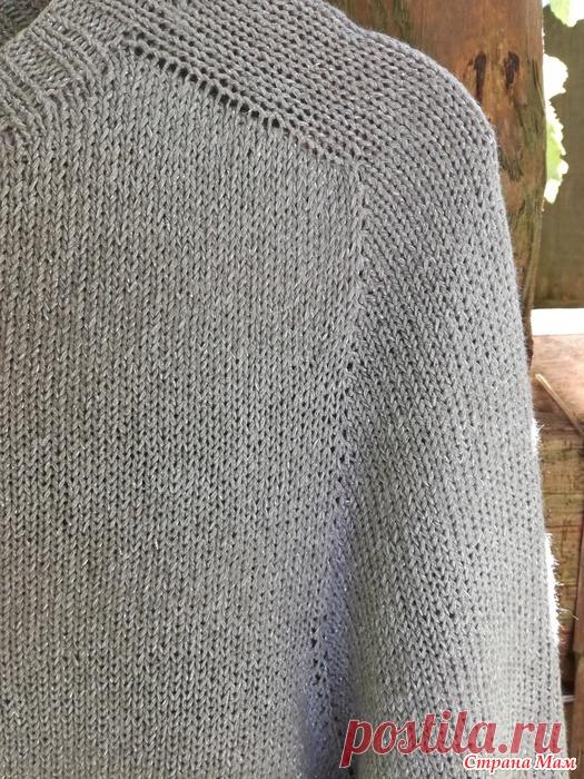 Летний пуловер с рукавом погон. Доброго времени суток всем заглянувшим.  Связала теперь уже взрослый пуловер с рукавом-погон по МК Ольги Кондратьевой.