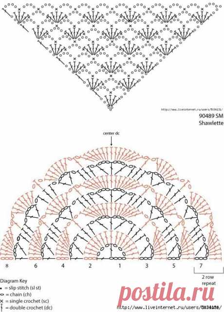Схемы шалей крючком.