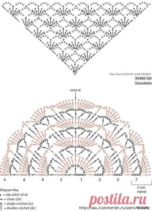 Схемы шалей крючком.