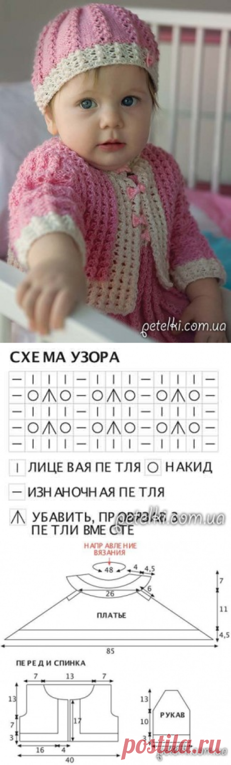 Комплект спицами для маленькой модницы. Описание, схемы