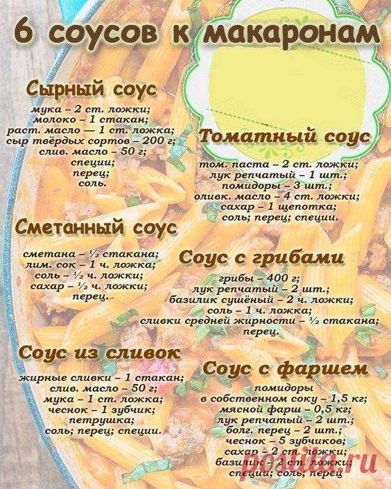 Подлива для макарон на любой вкус