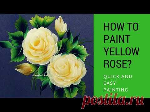 One stroke painting  yellow Rose | quick and easy acrylic painting | step by step