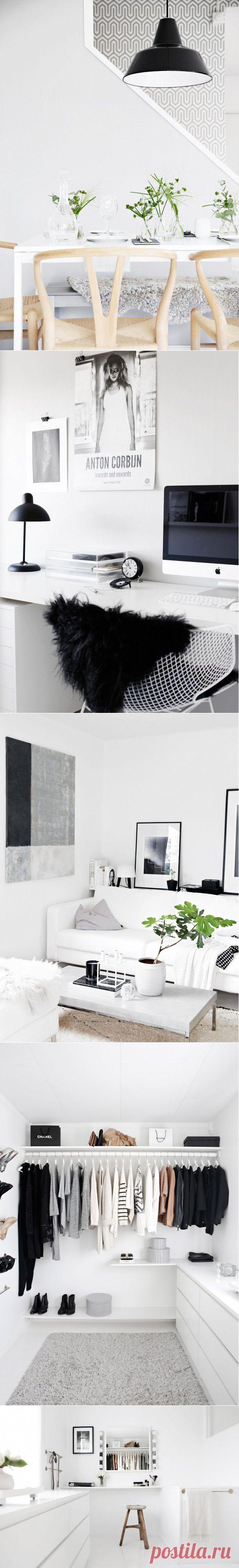 Черный, белый и пастельные оттенки украшают этот стильный дом