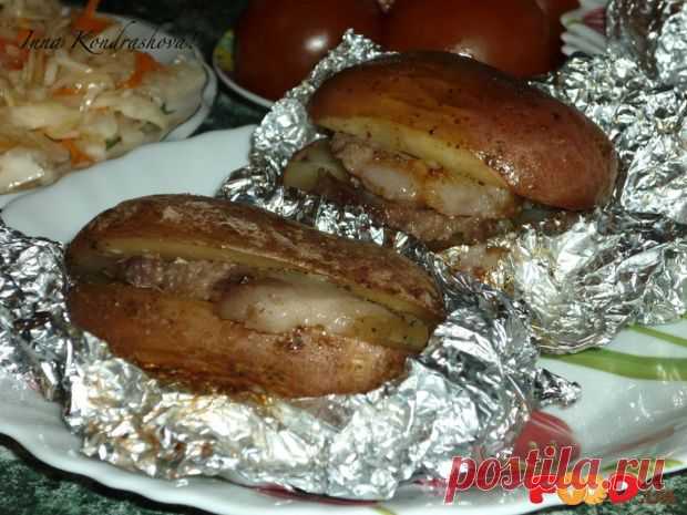 Печеная картошка с салом